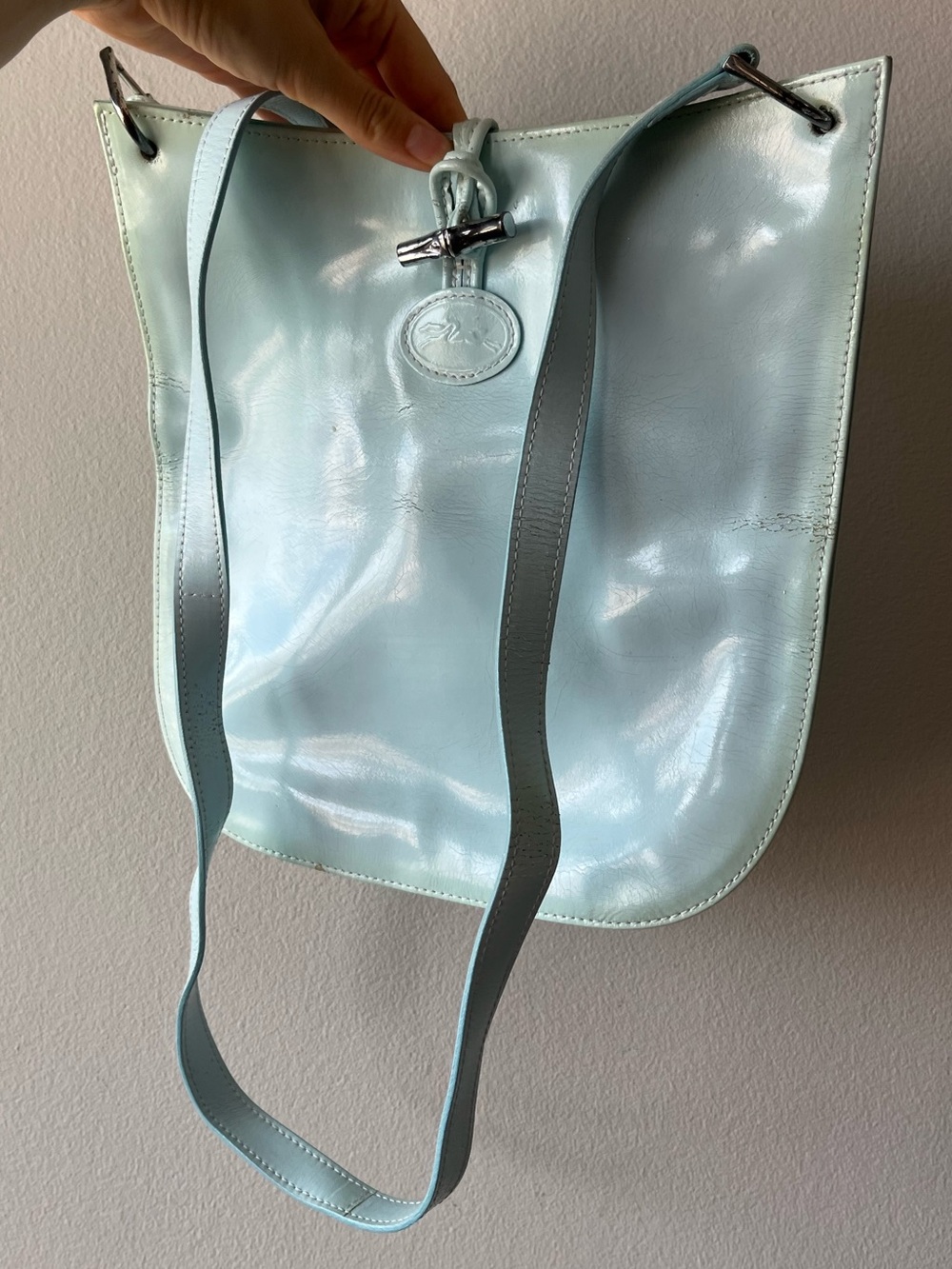 Longchamp Light Blue Leather Shoulder Bag